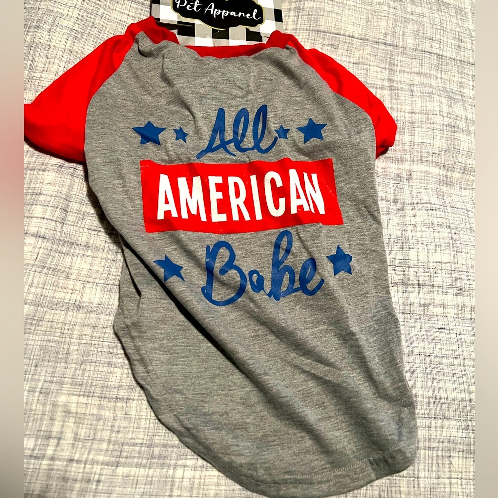 Dog T-shirt ALL AMERICAN BABE 🇺🇸 size Large NEW Memorial Day!